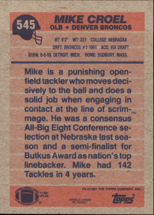 B2566- 1991 Topps Football Cards 501-660 +Inserts -You Pick- 15+ FREE US SHIP - Picture 93 of 343