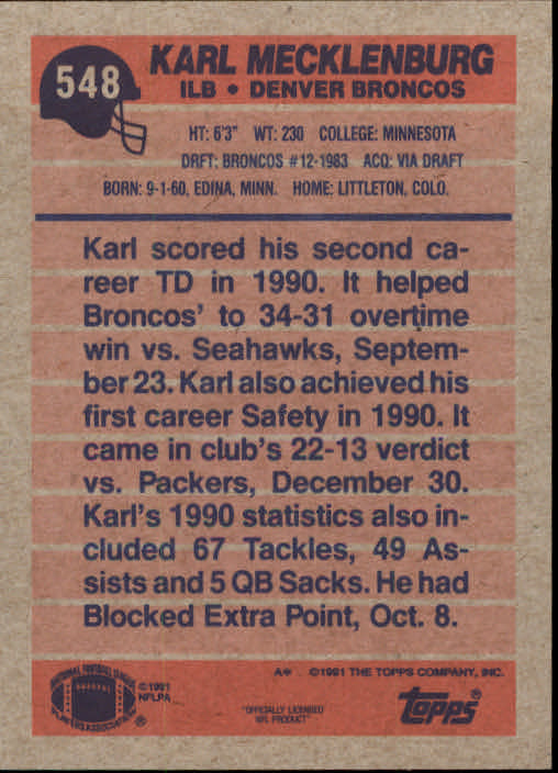 B2566- 1991 Topps Football Cards 501-660 +Inserts -You Pick- 15+ FREE US SHIP - Picture 99 of 343