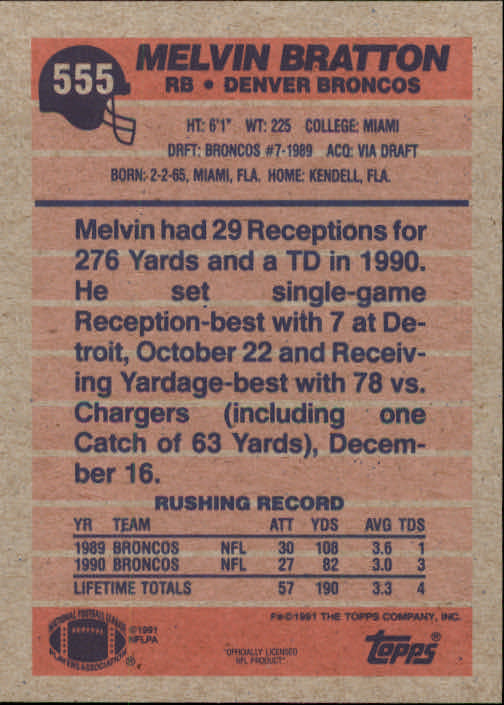 B2566- 1991 Topps Football Cards 501-660 +Inserts -You Pick- 15+ FREE US SHIP - Picture 111 of 343