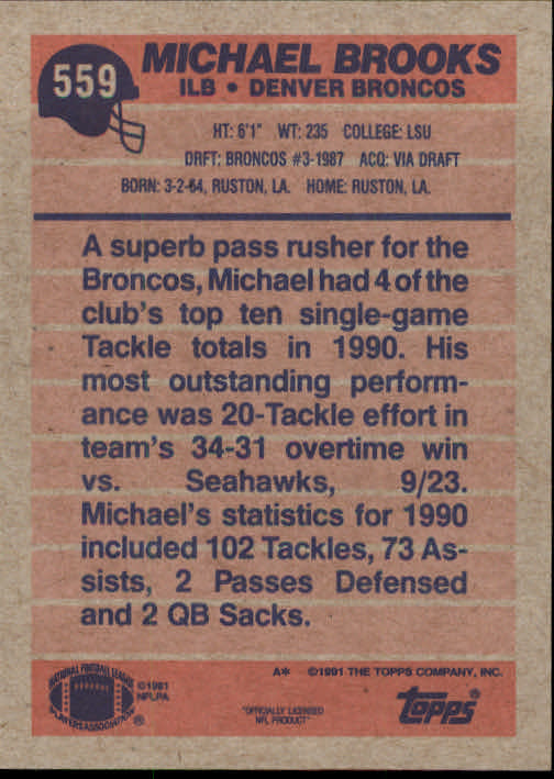 B2566- 1991 Topps Football Cards 501-660 +Inserts -You Pick- 15+ FREE US SHIP - Picture 119 of 343
