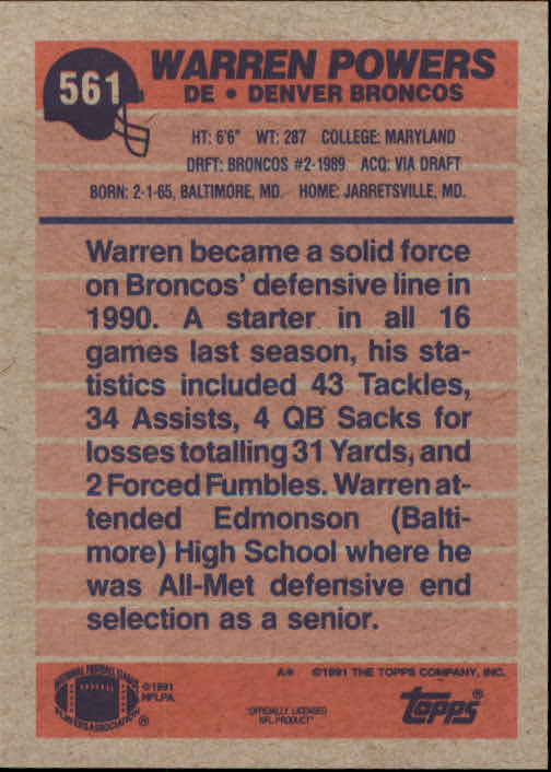 B2566- 1991 Topps Football Cards 501-660 +Inserts -You Pick- 15+ FREE US SHIP - Picture 123 of 343