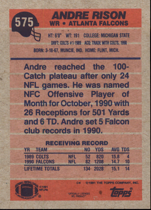 B2566- 1991 Topps Football Cards 501-660 +Inserts -You Pick- 15+ FREE US SHIP - Picture 147 of 343