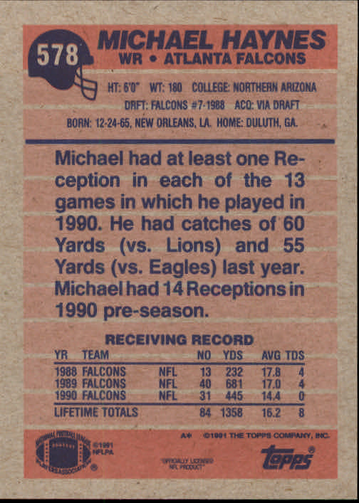 B2566- 1991 Topps Football Cards 501-660 +Inserts -You Pick- 15+ FREE US SHIP - Picture 153 of 343
