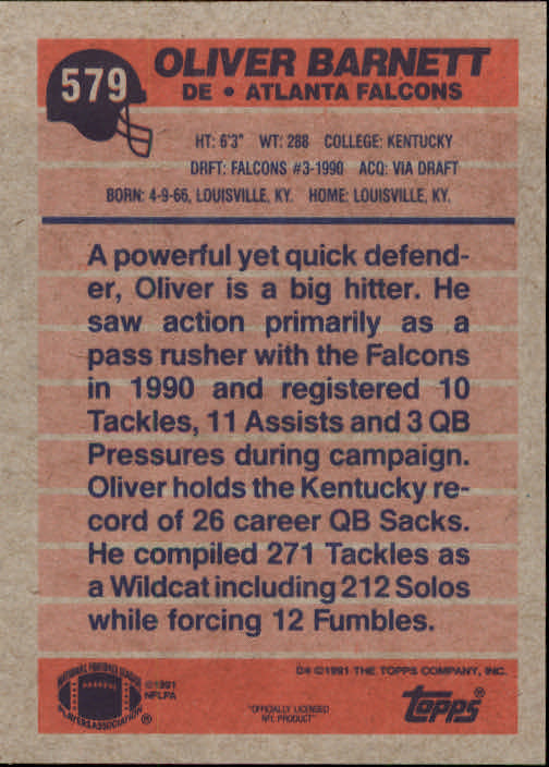 B2566- 1991 Topps Football Cards 501-660 +Inserts -You Pick- 15+ FREE US SHIP - Picture 155 of 343