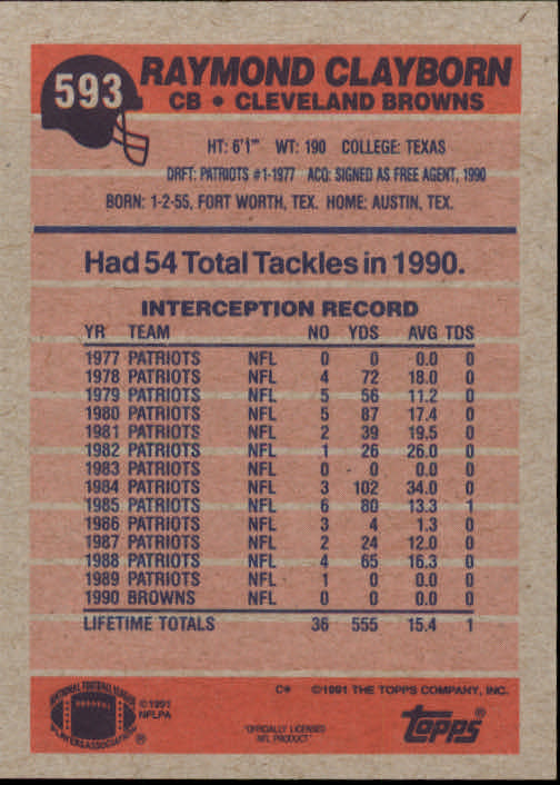 B2566- 1991 Topps Football Cards 501-660 +Inserts -You Pick- 15+ FREE US SHIP - Picture 181 of 343