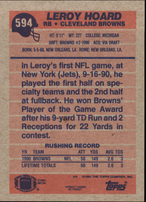 B2566- 1991 Topps Football Cards 501-660 +Inserts -You Pick- 15+ FREE US SHIP - Picture 183 of 343