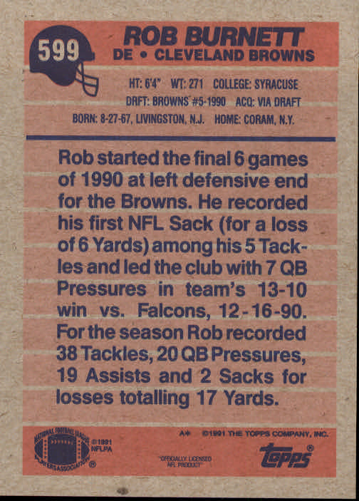 B2566- 1991 Topps Football Cards 501-660 +Inserts -You Pick- 15+ FREE US SHIP - Picture 193 of 343