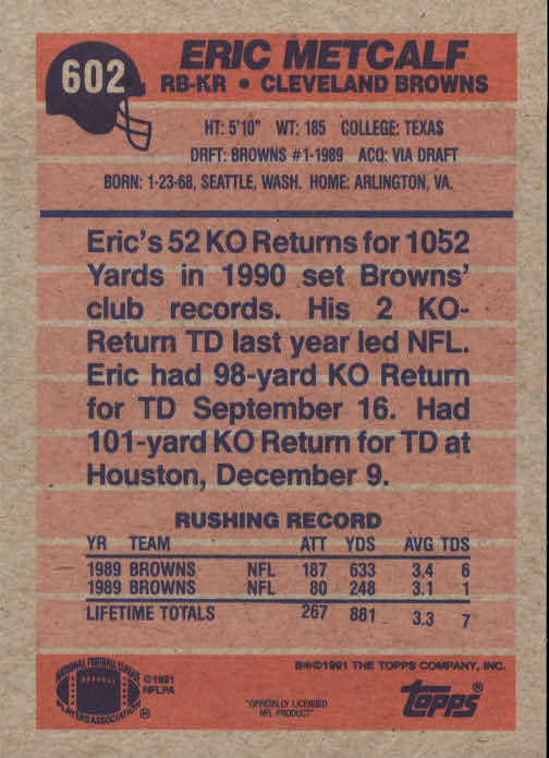 B2566- 1991 Topps Football Cards 501-660 +Inserts -You Pick- 15+ FREE US SHIP - Picture 199 of 343