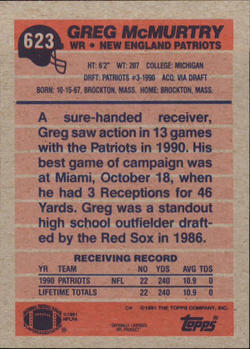 B2566- 1991 Topps Football Cards 501-660 +Inserts -You Pick- 15+ FREE US SHIP - Picture 237 of 343