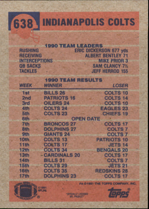 B2566- 1991 Topps Football Cards 501-660 +Inserts -You Pick- 15+ FREE US SHIP - Picture 265 of 343