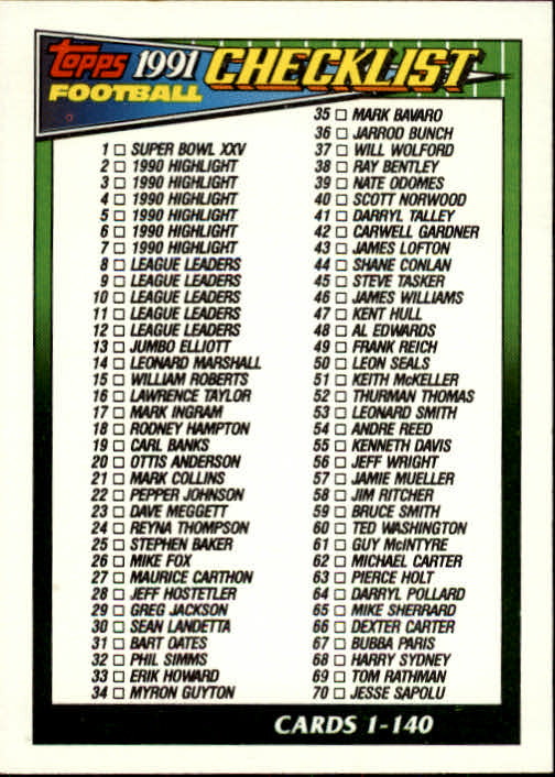 B2566- 1991 Topps Football Cards 501-660 +Inserts -You Pick- 15+ FREE US SHIP - Picture 300 of 343