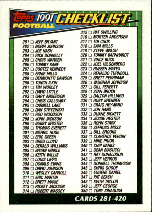 B2566- 1991 Topps Football Cards 501-660 +Inserts -You Pick- 15+ FREE US SHIP - Picture 304 of 343