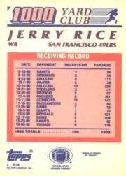 1991 Topps 1000 Yard Club #1 Jerry Rice back image