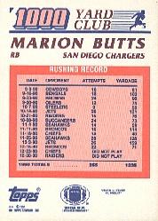 1991 Topps 1000 Yard Club #5 Marion Butts back image