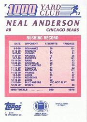 1991 Topps 1000 Yard Club #12 Neal Anderson back image