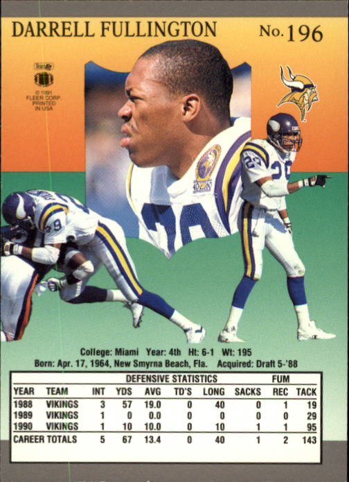 1991 Ultra #196 Darrell Fullington back image