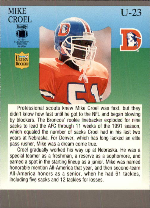 1991 Ultra Update #U23 Mike Croel back image