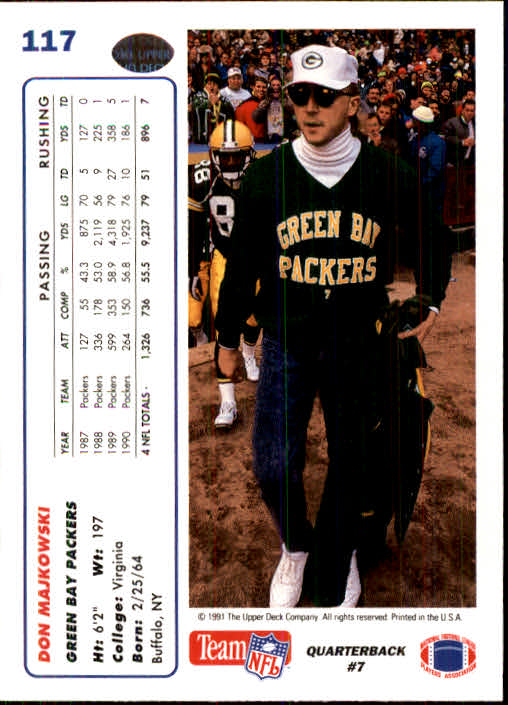1991 Upper Deck #117 Don Majkowski back image