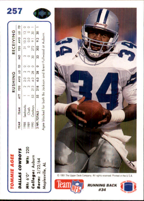 1991 Upper Deck #257 Tommie Agee back image