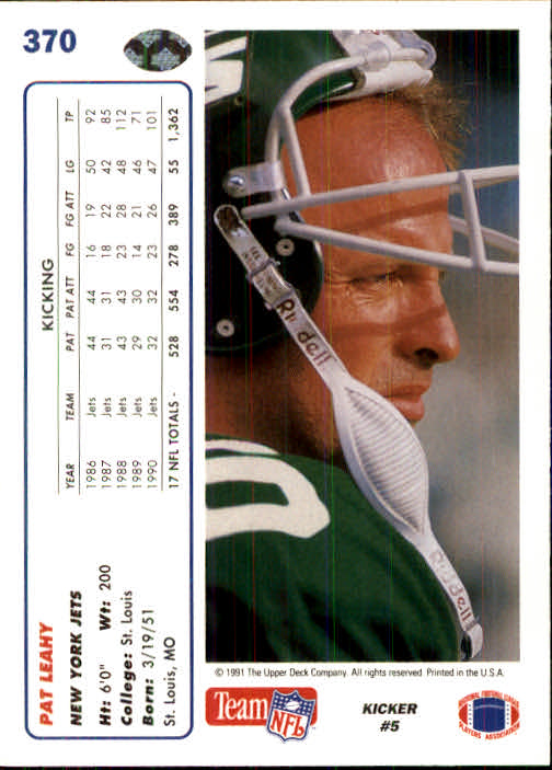 1991 Upper Deck #370 Pat Leahy back image