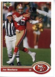 : Football Trading Card NFL 1991 Upper Deck Joe Montana