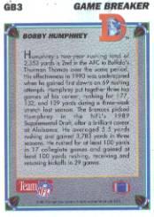 1991 Upper Deck Game Breaker Holograms #GB3 Bobby Humphrey back image