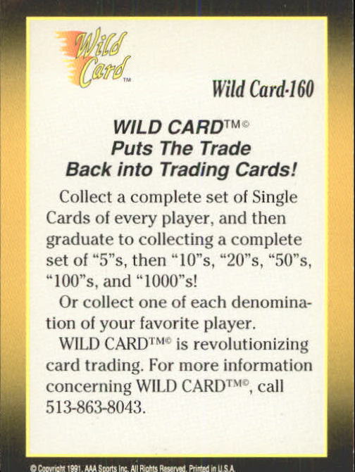 1991 Wild Card #160 Checklist 4 back image