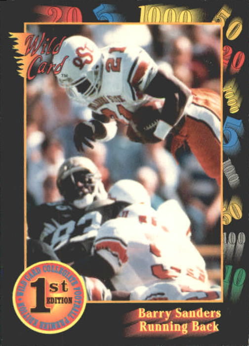 BARRY SANDERS 1991 Wild Card Premier Edition Football Card #89