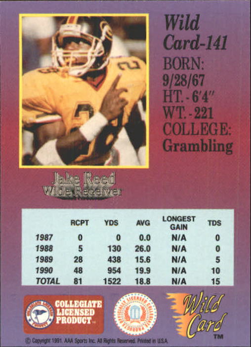 Jake Reed autographed Football Card (Minnesota Vikings) 1991