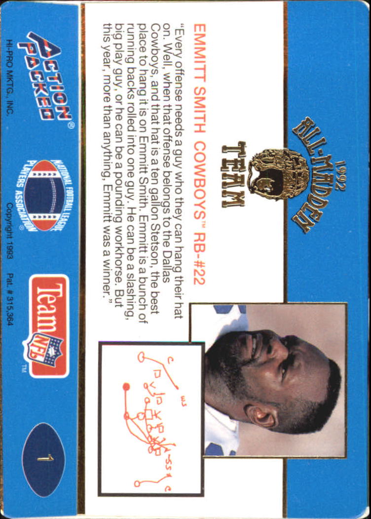 1992 Action Packed All-Madden #1 Emmitt Smith back image