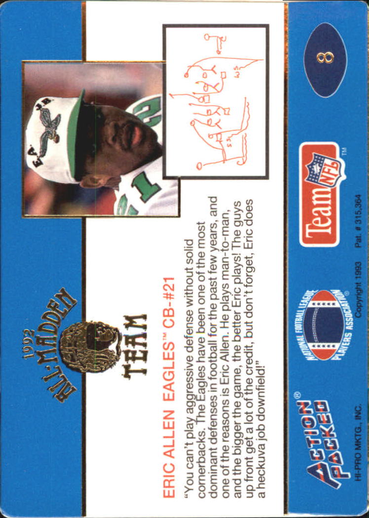 1992 Action Packed All-Madden #8 Eric Allen back image