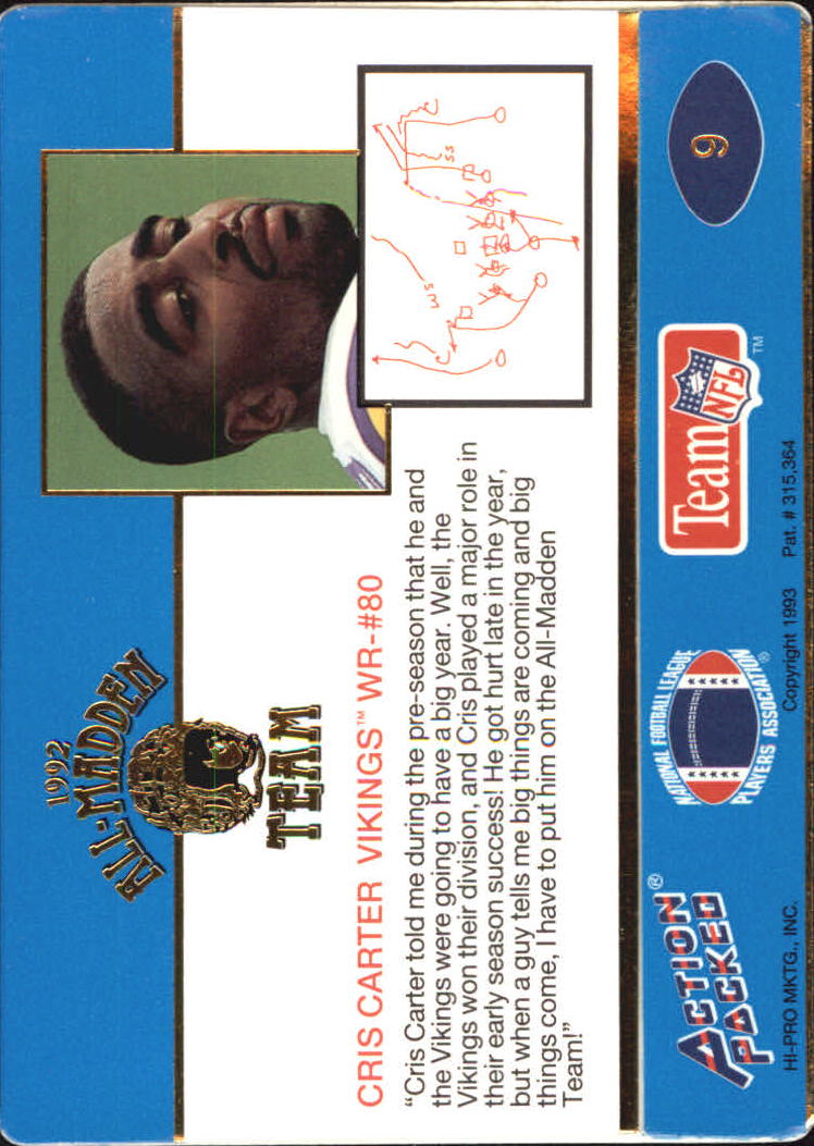 1992 Action Packed All-Madden Football "Main Set" Base Cards - Picture 11 of 97