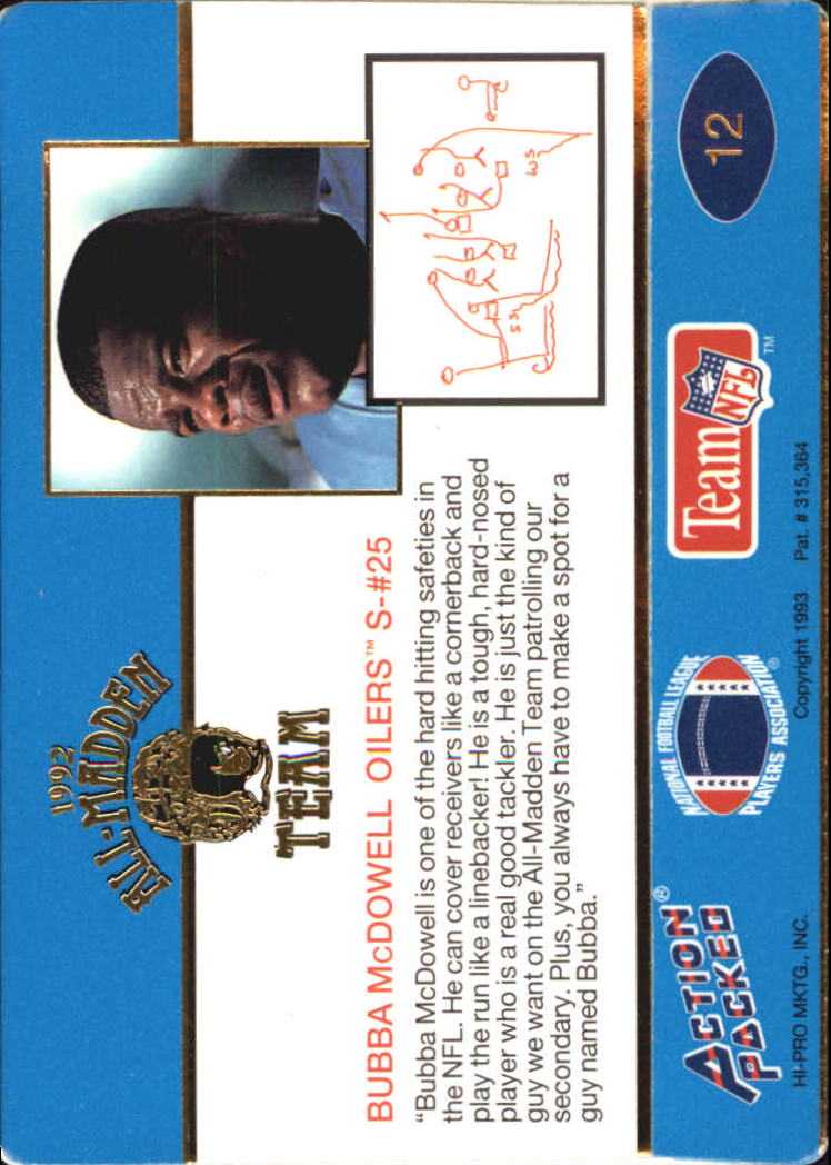 1992 Action Packed All-Madden Football "Main Set" Base Cards - Picture 17 of 97