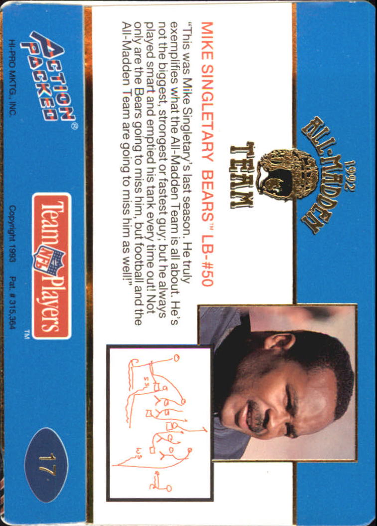 1992 Action Packed All-Madden Football "Main Set" Base Cards - Picture 27 of 97