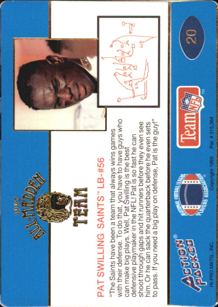 1992 Action Packed All-Madden Football "Main Set" Base Cards - Picture 33 of 97