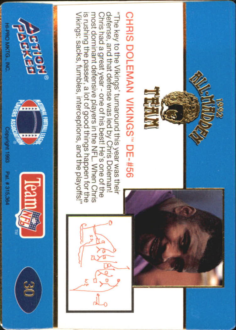 1992 Action Packed All-Madden #30 Chris Doleman back image