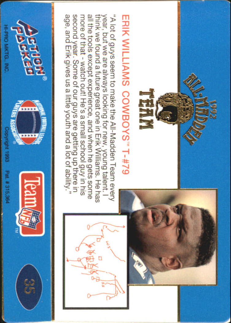 1992 Action Packed All-Madden Football "Main Set" Base Cards - Picture 61 of 97