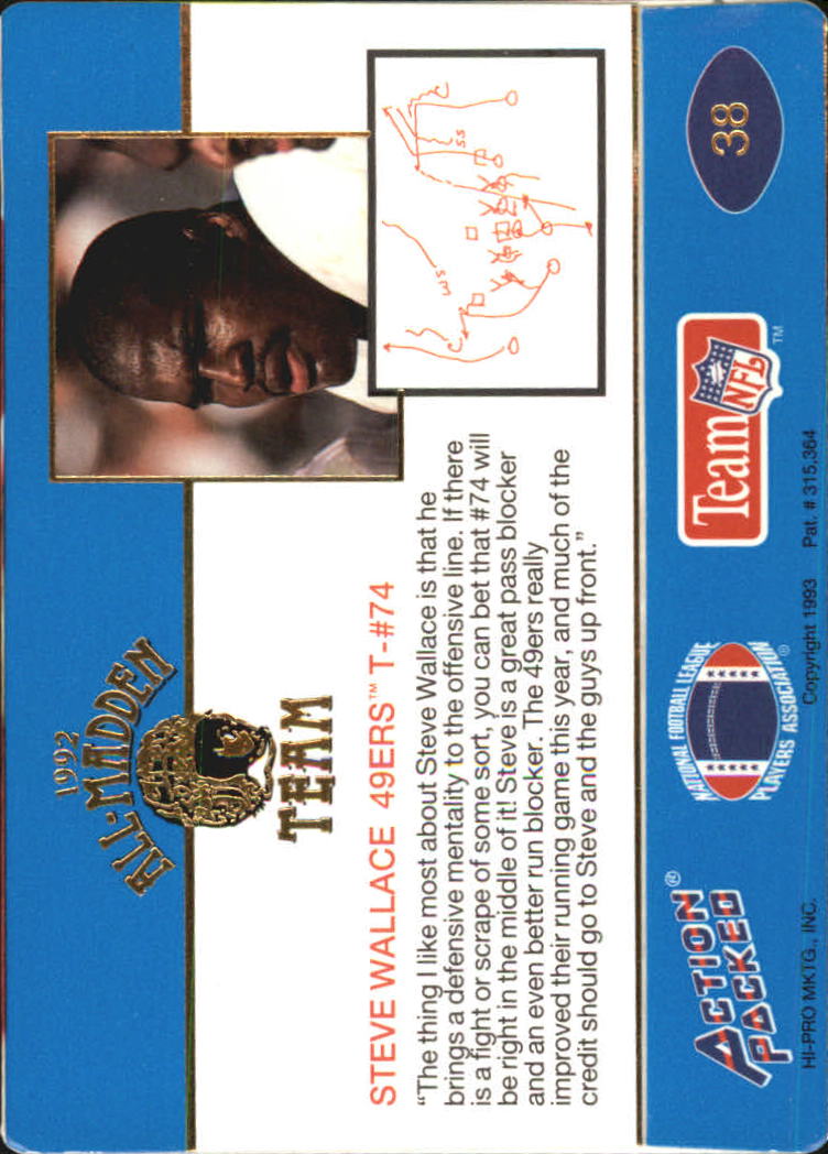 1992 Action Packed All-Madden Football "Main Set" Base Cards - Picture 65 of 97