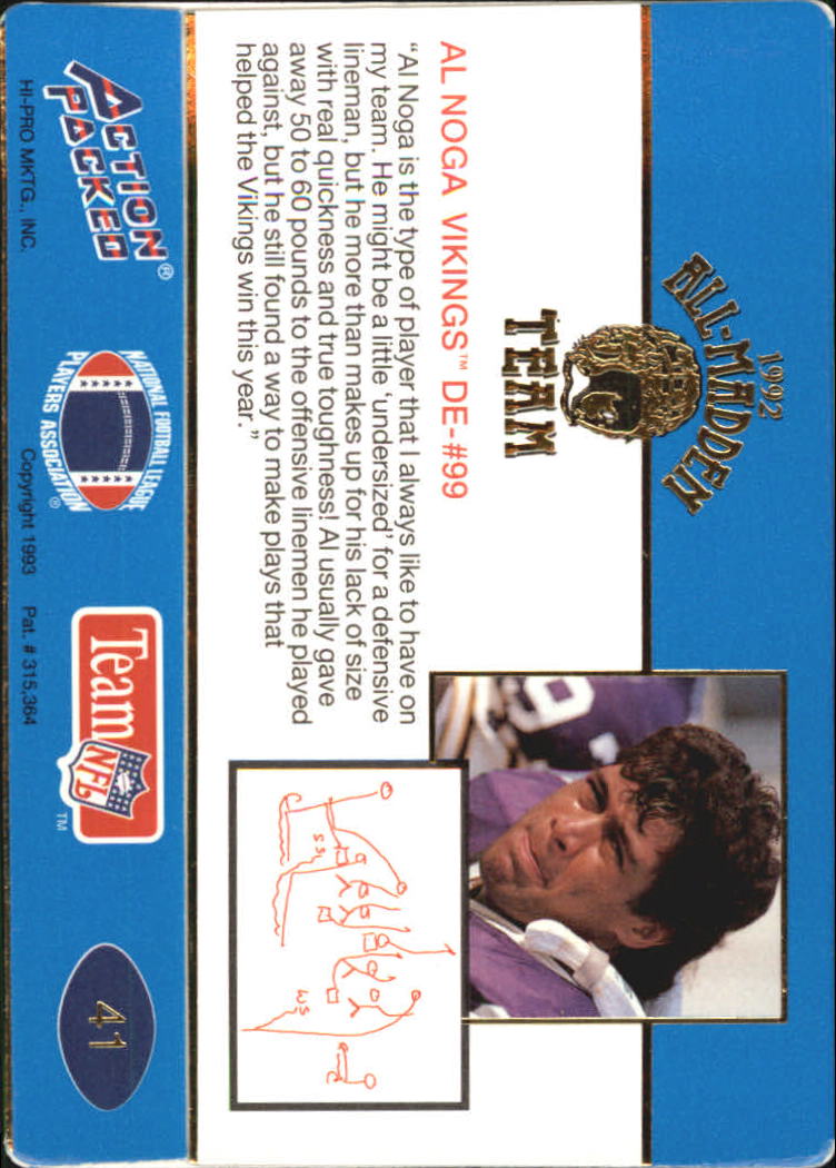 1992 Action Packed All-Madden Football "Main Set" Base Cards - Picture 71 of 97