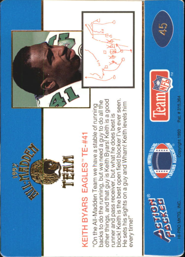 1992 Action Packed All-Madden Football "Main Set" Base Cards - Picture 79 of 97