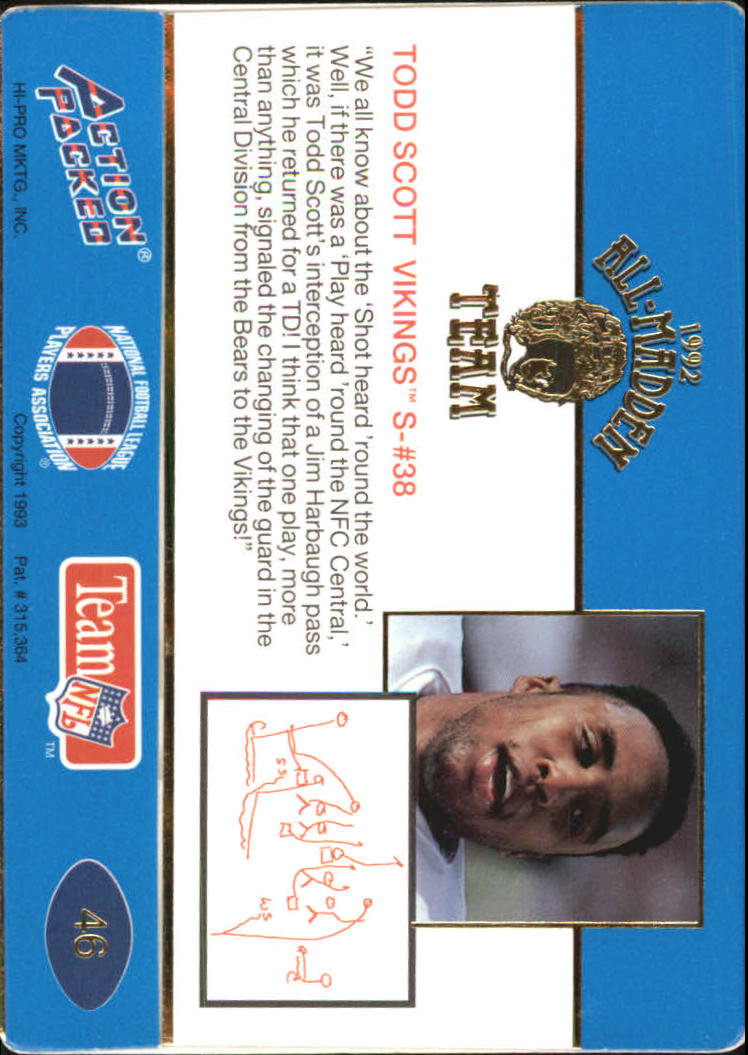 1992 Action Packed All-Madden Football "Main Set" Base Cards - Picture 81 of 97