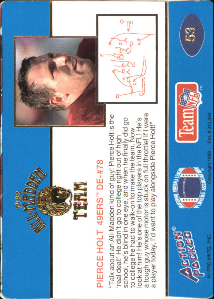 1992 Action Packed All-Madden Football "Main Set" Base Cards - Picture 95 of 97
