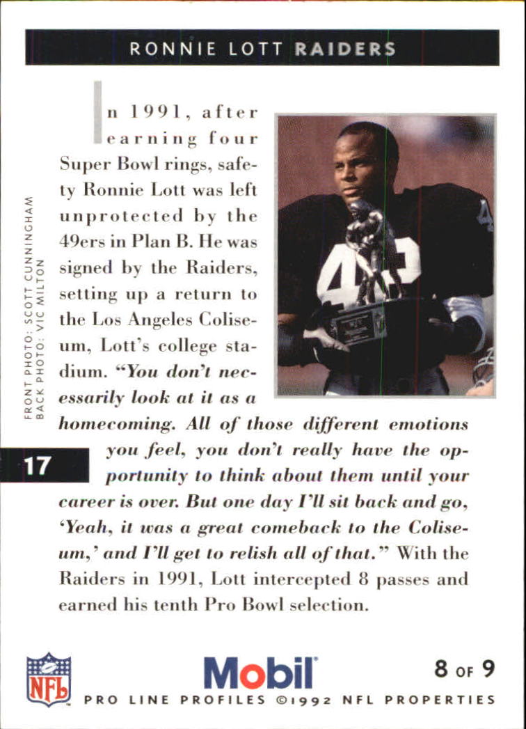 1992 Pro Line Mobil Football Cards - Picture 35 of 145