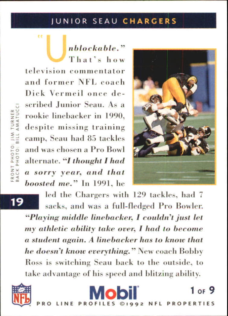 1992 Pro Line Mobil Football Cards - Picture 39 of 145