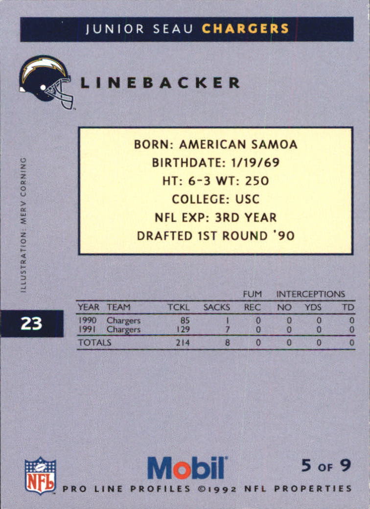 1992 Pro Line Mobil Football Cards - Picture 47 of 145