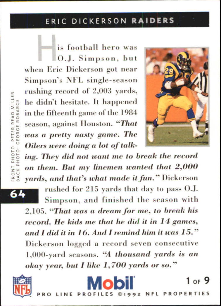 1992 Pro Line Mobil Football Cards - Picture 129 of 145