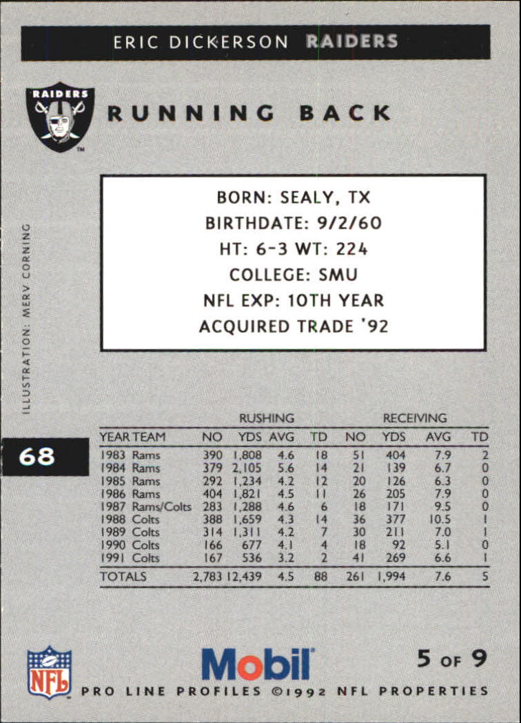 1992 Pro Line Mobil Football Cards - Picture 137 of 145