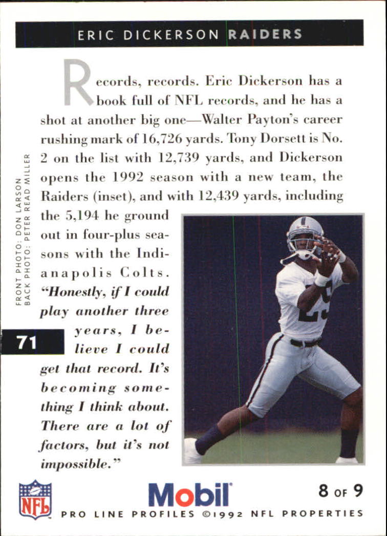 1992 Pro Line Mobil Football Cards - Picture 143 of 145