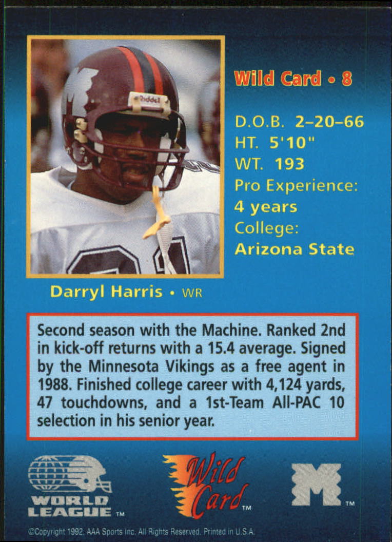 1992 Wild Card WLAF Football #100 Philip Doyle Birmingham Fire Official World League of American Football Trading Card From The Wild Card Company in Raw Condition NM or Better