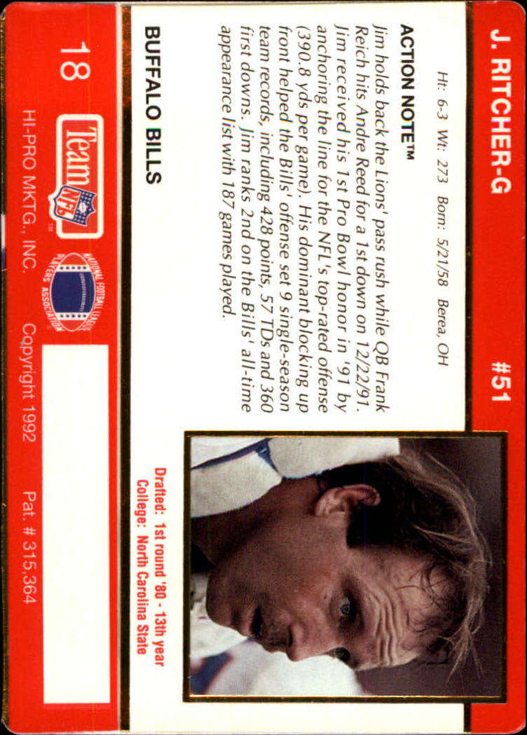 1992 Action Packed #18 Jim Ritcher back image